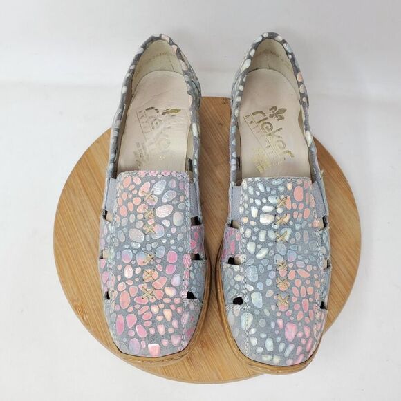 Rieker Shoes Womens 38 Colorful Leather Cut Out Slip On Loafer Comfort - Picture 4 of 13